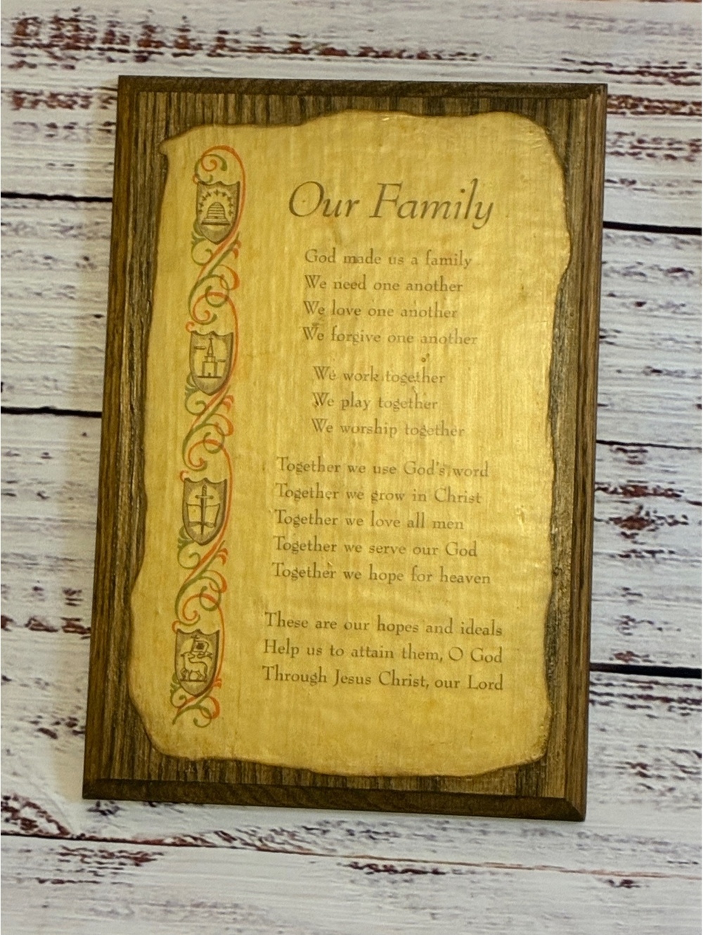 Vintage Wooden Our Family Wall Plaque